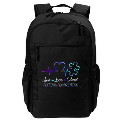 Autism Awareness Live Love Accept Puzzle Heartbeat Backpack