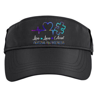 Autism Awareness Live Love Accept Puzzle Heartbeat Adult Drive Performance Visor