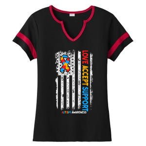 Autism Autistic Love Accept Support Autism Awareness Ladies Halftime Notch Neck Tee