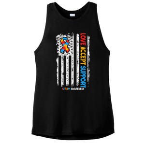 Autism Autistic Love Accept Support Autism Awareness Ladies PosiCharge Tri-Blend Wicking Tank