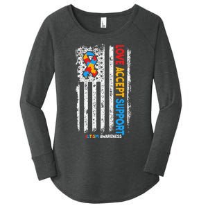 Autism Autistic Love Accept Support Autism Awareness Women's Perfect Tri Tunic Long Sleeve Shirt