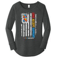 Autism Autistic Love Accept Support Autism Awareness Women's Perfect Tri Tunic Long Sleeve Shirt