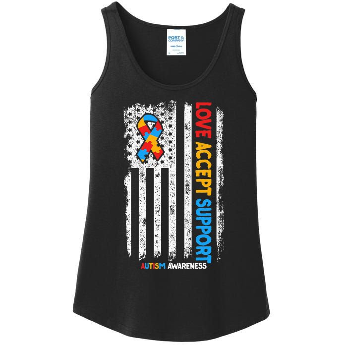 Autism Autistic Love Accept Support Autism Awareness Ladies Essential Tank