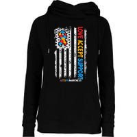 Autism Autistic Love Accept Support Autism Awareness Womens Funnel Neck Pullover Hood