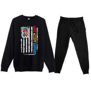 Autism Autistic Love Accept Support Autism Awareness Premium Crewneck Sweatsuit Set