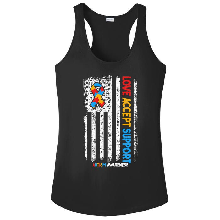 Autism Autistic Love Accept Support Autism Awareness Ladies PosiCharge Competitor Racerback Tank