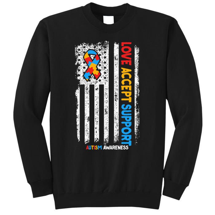 Autism Autistic Love Accept Support Autism Awareness Tall Sweatshirt