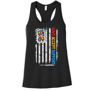 Autism Autistic Love Accept Support Autism Awareness Women's Racerback Tank