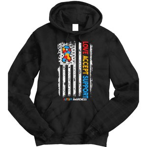 Autism Autistic Love Accept Support Autism Awareness Tie Dye Hoodie