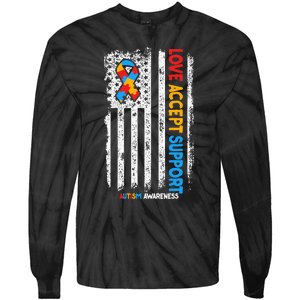 Autism Autistic Love Accept Support Autism Awareness Tie-Dye Long Sleeve Shirt