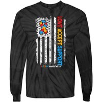 Autism Autistic Love Accept Support Autism Awareness Tie-Dye Long Sleeve Shirt