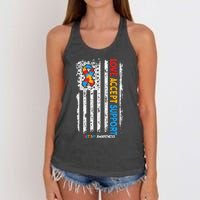 Autism Autistic Love Accept Support Autism Awareness Women's Knotted Racerback Tank