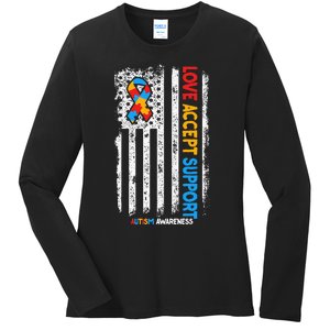 Autism Autistic Love Accept Support Autism Awareness Ladies Long Sleeve Shirt