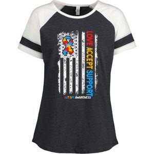 Autism Autistic Love Accept Support Autism Awareness Enza Ladies Jersey Colorblock Tee