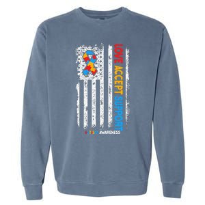 Autism Autistic Love Accept Support Autism Awareness Garment-Dyed Sweatshirt