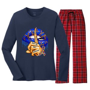 Autism Awareness Lips Don't Judge What You Don't Understand Women's Long Sleeve Flannel Pajama Set 