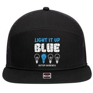 Autism Awareness Light It Up Blue awareness month 7 Panel Mesh Trucker Snapback Hat