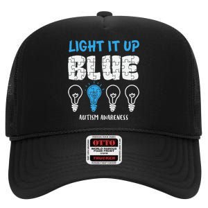 Autism Awareness Light It Up Blue awareness month High Crown Mesh Back Trucker Hat