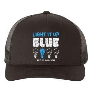 Autism Awareness Light It Up Blue awareness month Yupoong Adult 5-Panel Trucker Hat