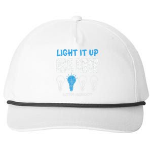 Autism Awareness Light It Up Blue awareness month Snapback Five-Panel Rope Hat