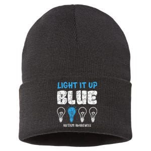 Autism Awareness Light It Up Blue awareness month Sustainable Knit Beanie