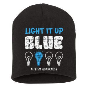 Autism Awareness Light It Up Blue awareness month Short Acrylic Beanie