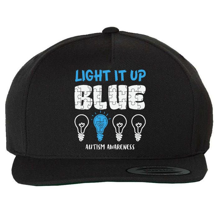 Autism Awareness Light It Up Blue awareness month Wool Snapback Cap