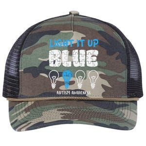 Autism Awareness Light It Up Blue awareness month Retro Rope Trucker Hat Cap