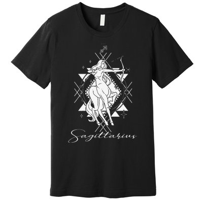 Archer Arrow Lady Centaur Zodiac Sign Horoscope Sagittarius Premium T-Shirt