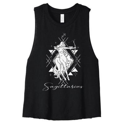 Archer Arrow Lady Centaur Zodiac Sign Horoscope Sagittarius Women's Racerback Cropped Tank