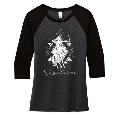 Archer Arrow Lady Centaur Zodiac Sign Horoscope Sagittarius Women's Tri-Blend 3/4-Sleeve Raglan Shirt