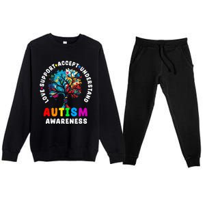 Autism Awareness Love Support Accept Understand Autism Premium Crewneck Sweatsuit Set