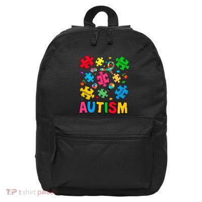 Autism Awareness Love Connect Puzzle Pieces 16 in Basic Backpack