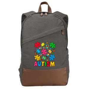 Autism Awareness Love Connect Puzzle Pieces Cotton Canvas Backpack