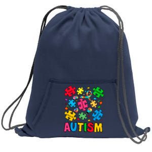 Autism Awareness Love Connect Puzzle Pieces Sweatshirt Cinch Pack Bag