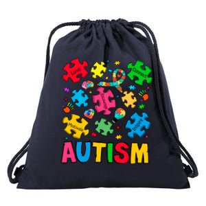 Autism Awareness Love Connect Puzzle Pieces Drawstring Bag