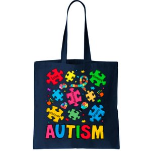 Autism Awareness Love Connect Puzzle Pieces Tote Bag