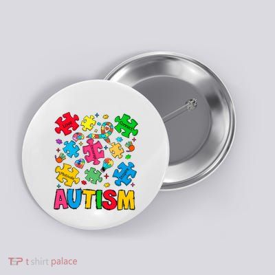 Autism Awareness Love Connect Puzzle Pieces Button