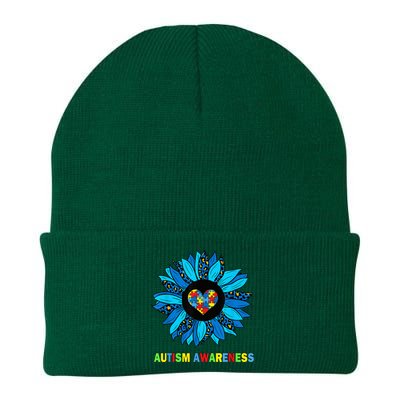 Autism Awareness Leopard sunflower Heart Puzzle wo kid Knit Cap Winter Beanie