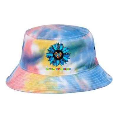 Autism Awareness Leopard sunflower Heart Puzzle wo kid Tie Dye Newport Bucket Hat