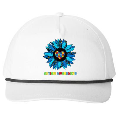 Autism Awareness Leopard sunflower Heart Puzzle wo kid Snapback Five-Panel Rope Hat