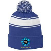 Autism Awareness Leopard sunflower Heart Puzzle wo kid Stripe Pom Pom Beanie