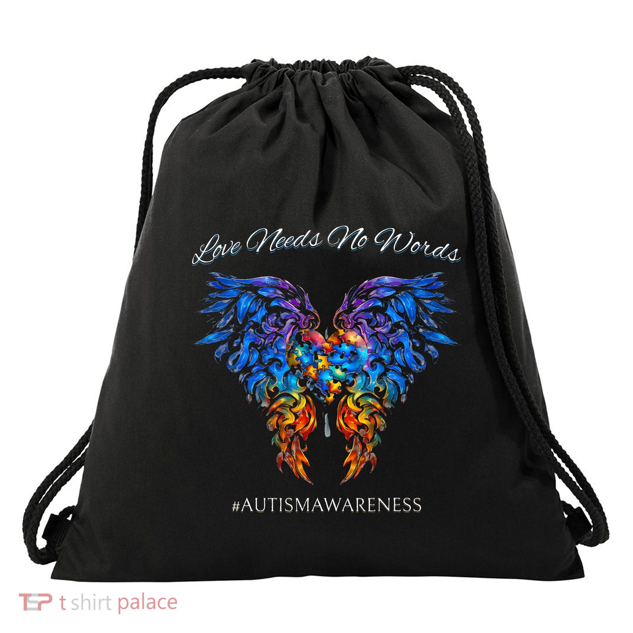 Autism Awareness Love Needs No Words Neurodiversity Drawstring Bag