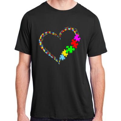 Autism Awareness Love Heart Puzzle Piece Adult ChromaSoft Performance T-Shirt