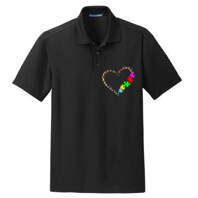 Autism Awareness Love Heart Puzzle Piece Dry Zone Grid Polo