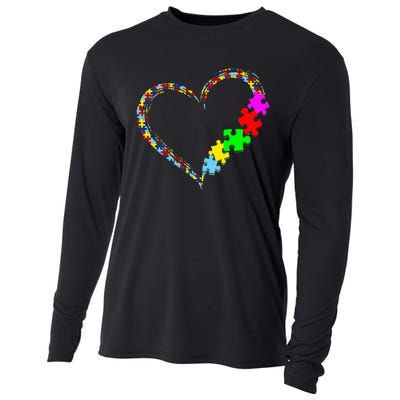 Autism Awareness Love Heart Puzzle Piece Cooling Performance Long Sleeve Crew