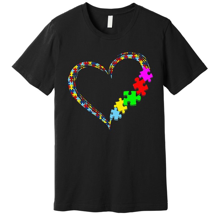 Autism Awareness Love Heart Puzzle Piece Premium T-Shirt