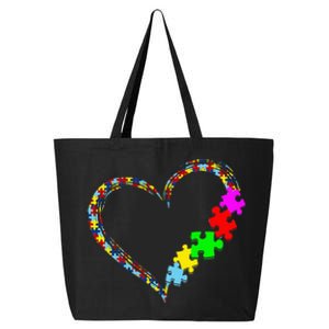 Autism Awareness Love Heart Puzzle Piece 25L Jumbo Tote