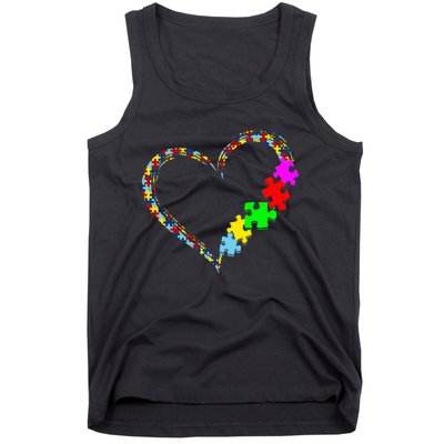 Autism Awareness Love Heart Puzzle Piece Tank Top