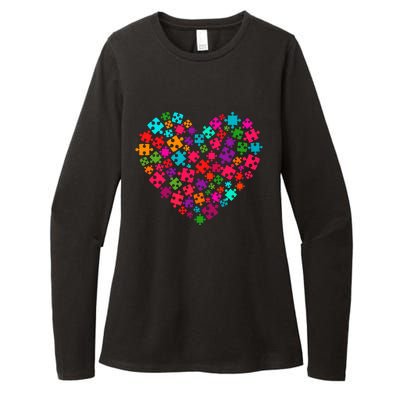 Autism Awareness Love Heart Puzzle Piece Valentine's Day Cute Gift Womens CVC Long Sleeve Shirt